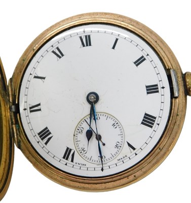Lot 72 - A gentleman's gold plated half hunter pocket...
