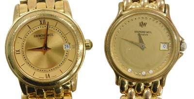 Lot 94 - A Raymond Weil lady's 18ct gold plated...