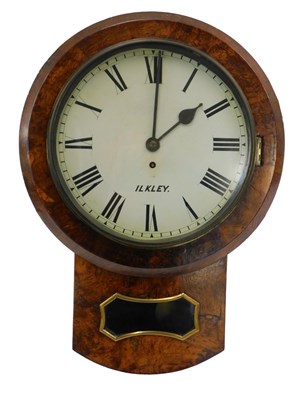 Lot 904 - A 19thC drop dial wall clock, in walnut case,...
