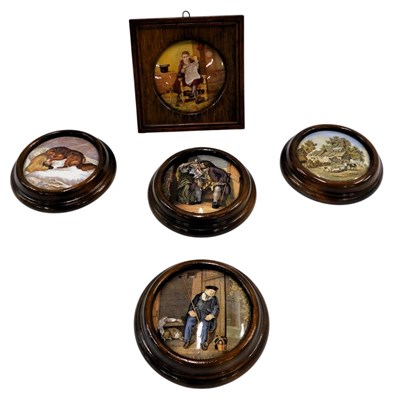 Lot 908 - A collection of five 19thC pot lids, to...