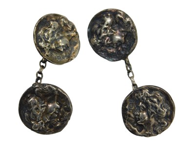 Lot 406 - A pair of Edward VII silver circular and chain...