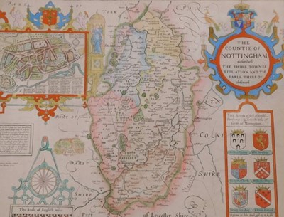 Lot 599 - A county map of Nottinghamshire, after Hondius,...