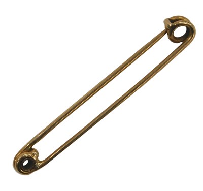Lot 89 - A rose metal safety pin bar brooch, yellow...