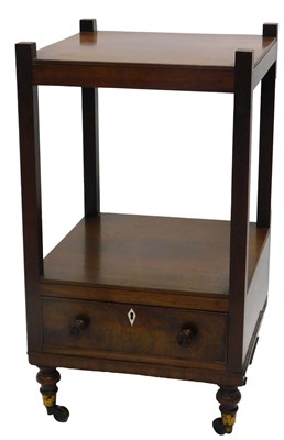 Lot 1076 - A 19thC mahogany two tier whatnot, with a...