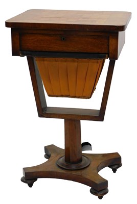 Lot 958 - A Victorian rosewood work table, the top...