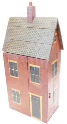 Lot 986 - A hand painted dolls house, 80cm high, 39cm wide.