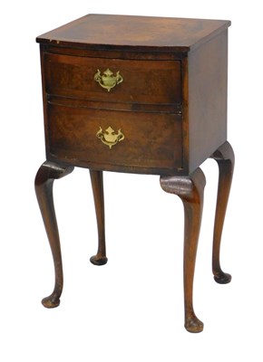 Lot 1091 - A walnut and figured walnut bedside table,...
