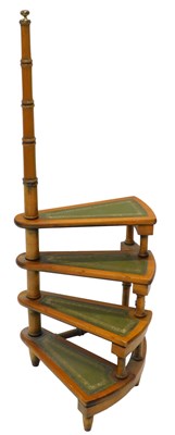 Lot 1099 - A set of stained beech library steps, with...