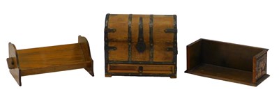Lot 1063 - A 20thC oak book trough, 37cm wide, together...