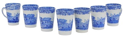 Lot 1015 - A set of seven Spode Italian pattern blue and...