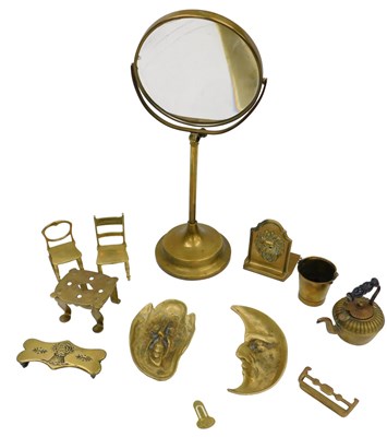 Lot 1035 - A brass shaving mirror, with a circular...