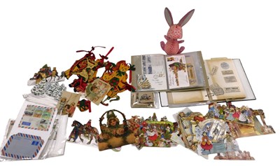Lot 1041 - Assorted Christmas decorations and cut card...