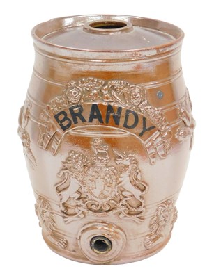 Lot 1059 - A brandy barrel, decorated with heraldic crest,...