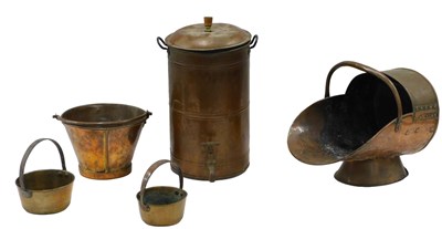 Lot 1046 - An early 20thC copper tea urn, together with a...