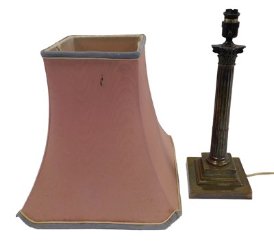 Lot 1049 - A 20thC metal table lamp base, of Corinthian...