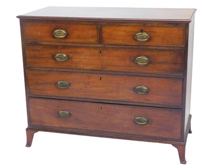 Lot 1186 - An early 19thC mahogany chest of drawers, the...