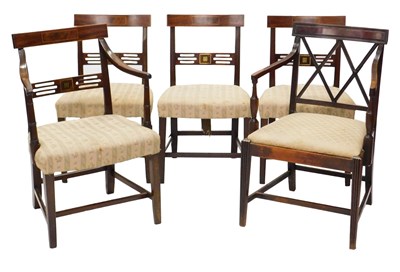 Lot 1216 - A set of five late Regency mahogany and brass...