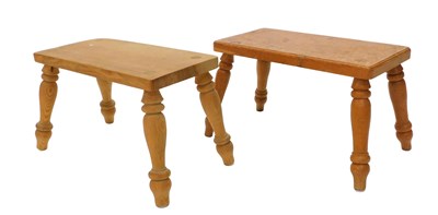 Lot 1219 - A 19thC oak rectangular stool, on turned legs,...