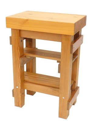 Lot 1141 - A pine butcher's block table, on solid...