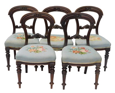 Lot 961 - A set of five Victorian mahogany balloon back...