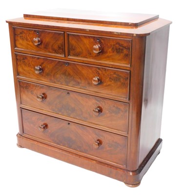 Lot 1171 - A Victorian figured mahogany chest of...