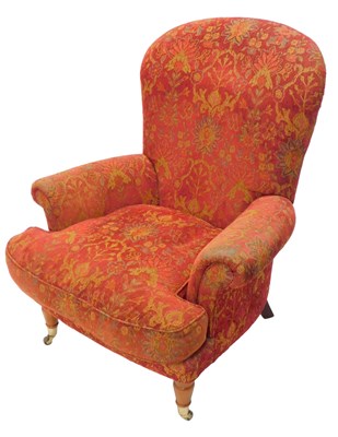 Lot 839 - A Victorian style armchair, upholstered in red,...