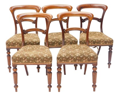 Lot 1237 - A set of five Victorian walnut balloon back...