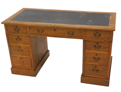 Lot 1238 - A late 19th/early 20thC oak pedestal desk, the...