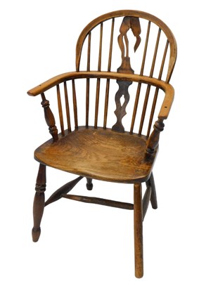 Lot 1242 - A 19thC ash and elm Windsor chair, with a...