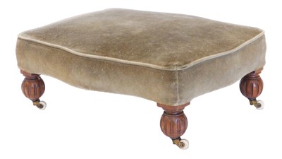 Lot 1245 - A Victorian walnut stool, with shaped padded...