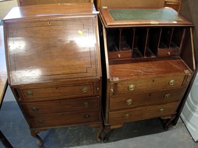 Lot 1539A - A mahogany and ebony inlaid bureau, 113cm high,...