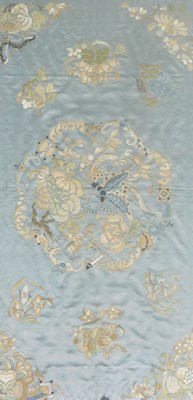 Lot 61 - A Chinese 19thC silk sleeve panel, embroidered...