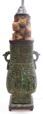 Lot 4 - A Chinese bronze vase, of archaic style twin...