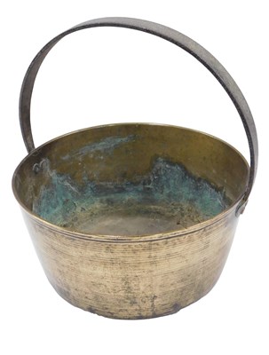 Lot 458 - A late 19thC heavy brass preserve pan, with...