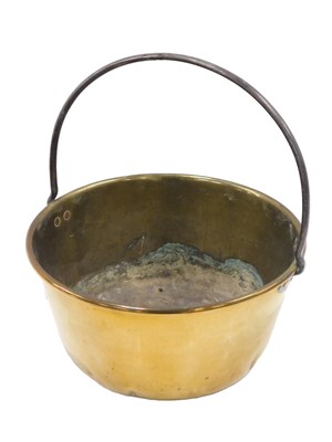 Lot 460 - A late 19thC brass preserve pan, with iron...