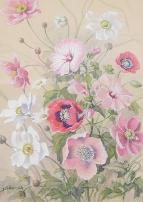 Lot 585 - G.M. Brough. Flowers, to include poppies,...