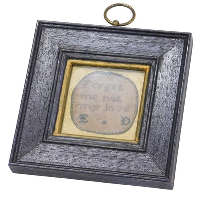 Lot 586 - A 19thC small embroidery, Forget me Not (Sic)...