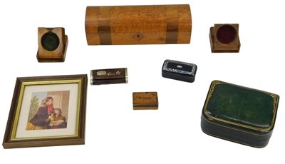 Lot 1062 - A group of treen, to include a stamp box, a...