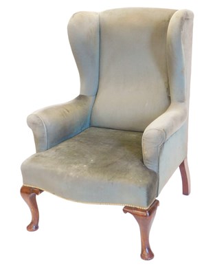 Lot 1184 - A 19thC oak wingback armchair, in Georgian...