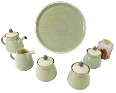 Lot 245 - A Denby Calm stoneware part tea service, with...