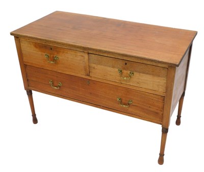 Lot 1204 - An Edwardian mahogany chest of two short and...