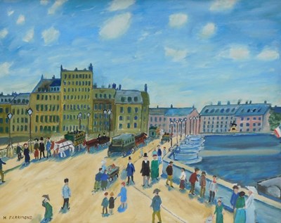 Lot 863 - Farrimond, Parisian street Scene, oil on board...