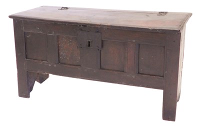 Lot 1210 - A late 17thC oak coffer, with a plain top...