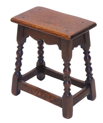 Lot 1224 - An oak joint stool, in 17thC style, with a...