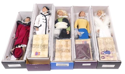 Lot 40 - Five Tommer dolls, boxed, comprising Kit,...