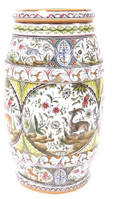 Lot 55 - A Correia maiolica stick stand, of oval form,...