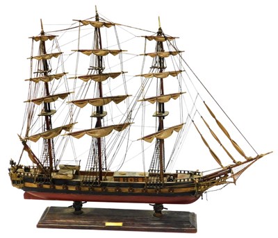 Lot 18 - A wooden scale model of a 19thC three masted...