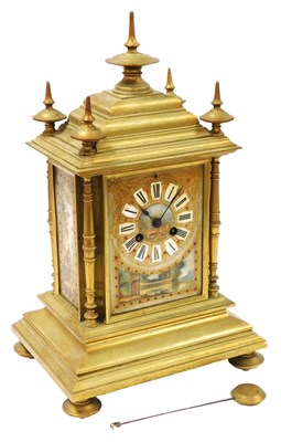 Lot 15 - A late 19thC brass cased mantel...