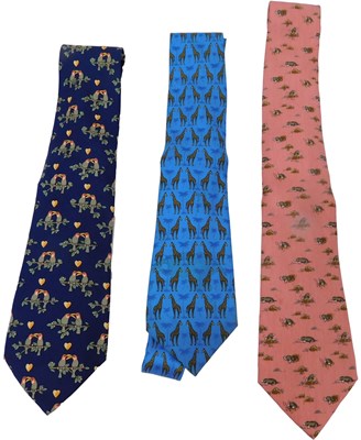 Lot 70 - Three Hermes silk ties, comprising pink with...