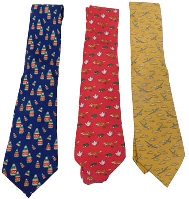 Lot 76 - Three Hermes silk ties, comprising dark blue...